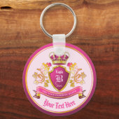 Maak uw eigen jasje Wapens Goud Pearls Roze Sleutelhanger (Voorkant)