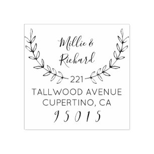 Maak uw eigen krans & scriptnamen Retouradres Rubberstempel