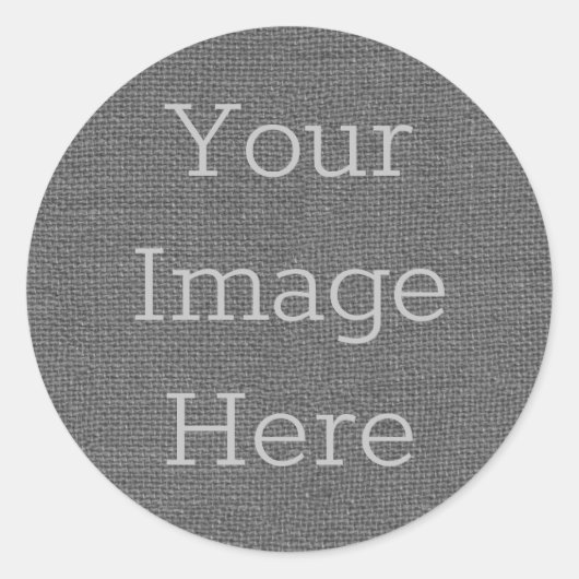 Maak Uw Eigen Leisteen Grijs Jute Linnen Weefsel Ronde Sticker (Voorkant)