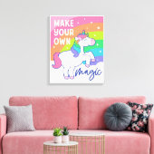 Maak uw eigen Magie | Cute Unicorn Canvas Afdruk (Insitu (Woonkamer))