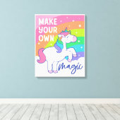 Maak uw eigen Magie | Cute Unicorn Canvas Afdruk (Insitu (Houten vloer))