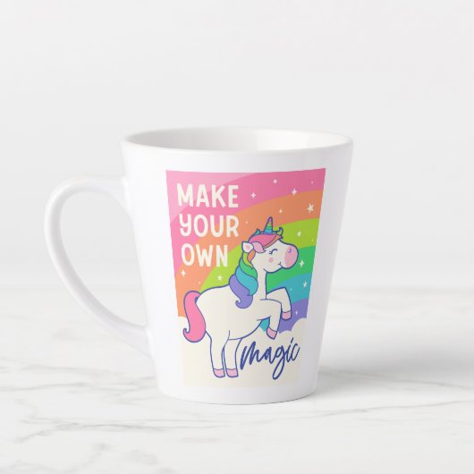 Maak uw eigen Magie | Cute Unicorn Latte Mok (Links)