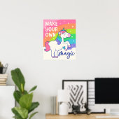 Maak uw eigen Magie | Cute Unicorn Poster (Thuiskantoor)
