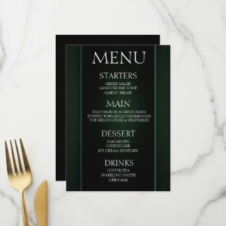 Maak uw eigen - Minimalistische Zwarte Groene Even Menu