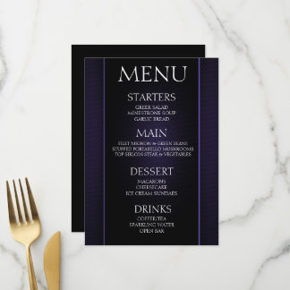 Maak uw eigen - Minimalistische Zwarte Indigo Even Menu