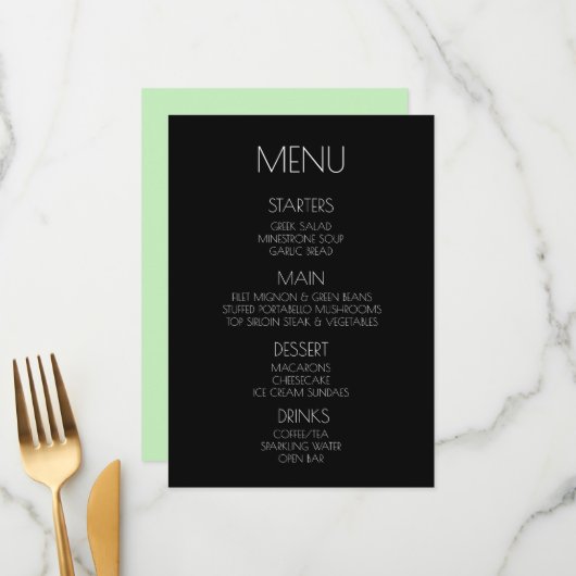 Maak uw eigen - Mintgroene menu (Voorkant / Achterkant in situ)