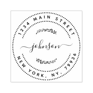 Maak Uw Eigen Moderne Ronde Retour Adres Rubberstempel