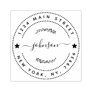 Maak Uw Eigen Moderne Ronde Retour Adres Rubberstempel