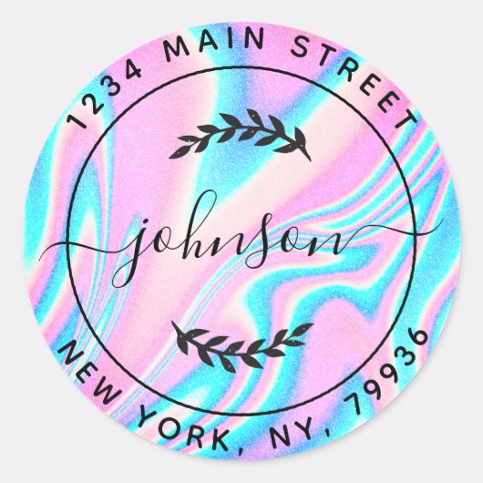 Maak Uw Eigen Moderne Ronde Retouradres Sticker (Voorkant)