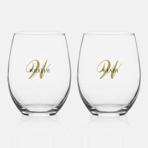 Maak Uw Eigen Persoonlijke Monogram, Naam Wijnglas Zonder Voet