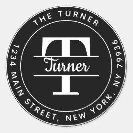 Maak Uw Eigen Ronde Monogram Terugadres Ronde Sticker