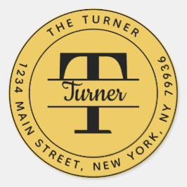 Maak Uw Eigen Ronde Monogram Terugadres Sticker