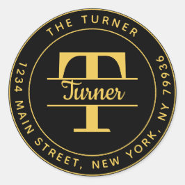 Maak Uw Eigen Ronde Monogram Terugkeeradres Ronde Sticker