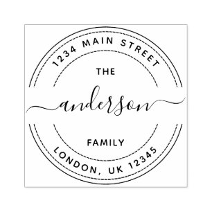 Maak Uw Eigen Ronde Retouradres Familienaam Rubberstempel