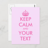 Maak uw eigen roze Houd rustig tekst briefkaarten (Voorkant / Achterkant)