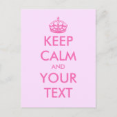 Maak uw eigen roze Houd rustig tekst briefkaarten (Voorkant)