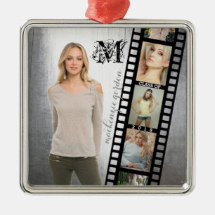 Maak uw eigen Senior Portret Retro Film negatief Metalen Ornament