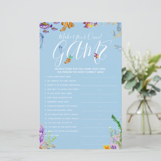 Maak uw eigen spel onder het Zee Baby shower (Staand voorkant)