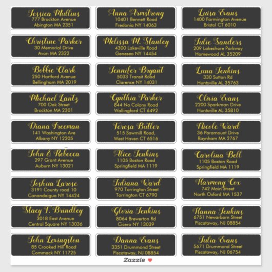 Maak Uw Eigen Trouw Gastadres Zwart Goud Sticker (Vel)