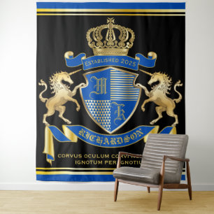 Maak uw eigen Unicorn Coat van Wapenblauw Embleem Wandkleed