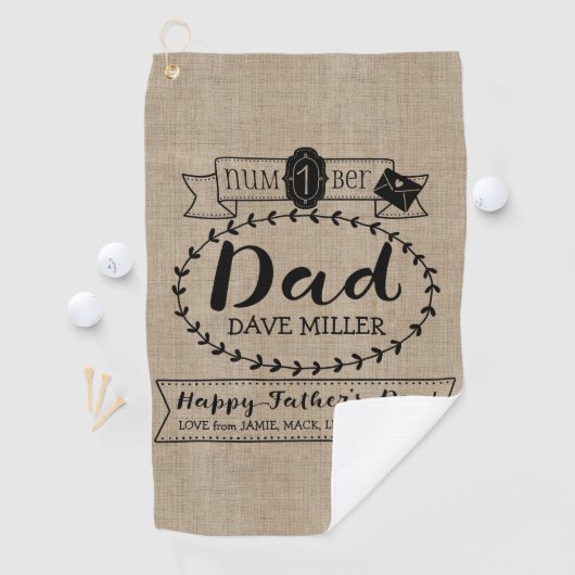 Maak uw eigen vaderdag nummer 1 Pap Monogram Golfhanddoek (Insitu)