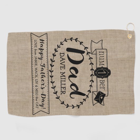 Maak uw eigen vaderdag nummer 1 Pap Monogram Golfhanddoek (Horizontaal)