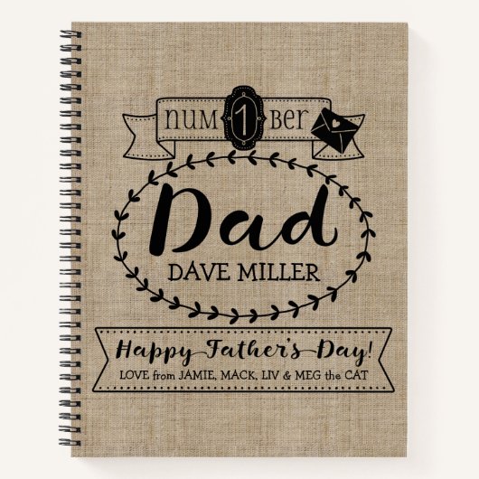 Maak uw eigen vaderdag nummer 1 Pap Monogram Notitieboek (Voorkant)