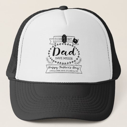 Maak uw eigen vaderdag nummer 1 Pap Monogram Trucker Pet (Voorkant)
