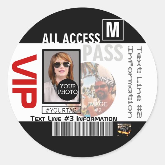 Maak uw eigen VIP pas 8 manieren aan Personeel Ronde Sticker (Voorkant)