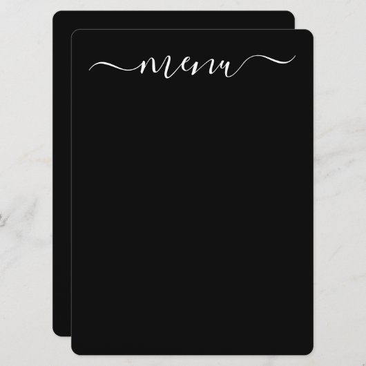 Maak Uw Eigen Volledig Op Maat Gemaakte Zwarte Menu (Voorkant / Achterkant)