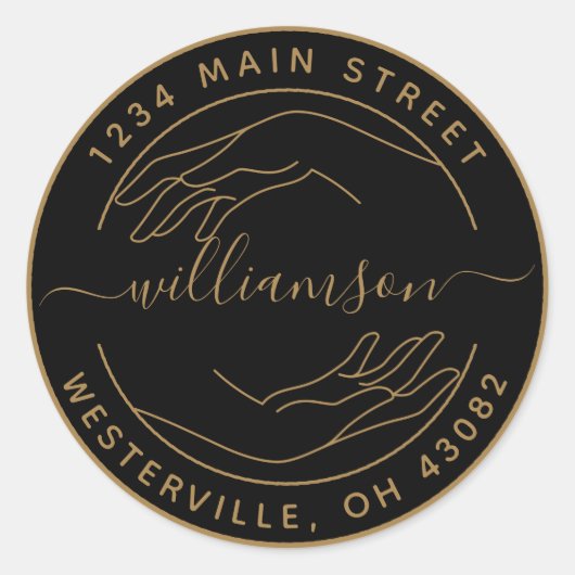 Maak Uw Eigen Vrouw Hande Ronde Retouradres C Ronde Sticker (Voorkant)