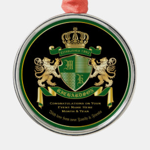 Maak uw eigen wapen groene gouden leeuw metalen ornament