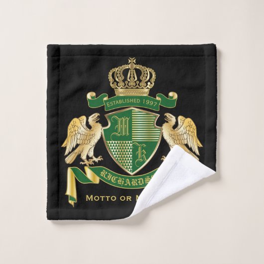Maak uw eigen wapengekletter groen-adelaar embleem bad handdoek (Wasdoekje)