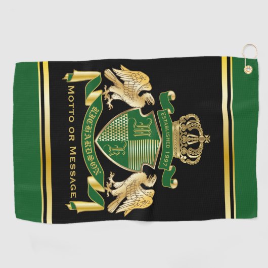 Maak uw eigen wapengekletter groen-adelaar embleem golfhanddoek (Horizontaal)