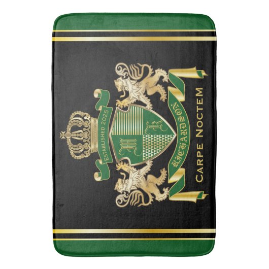 Maak uw eigen wapengekletter groen goudleeuwen badmat (Voorkant Verticaal)