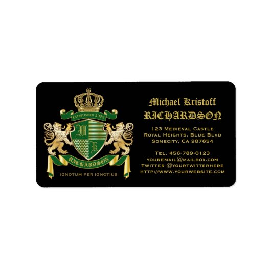 Maak uw eigen wapengekletter groen goudleeuwen etiket (Voorkant)