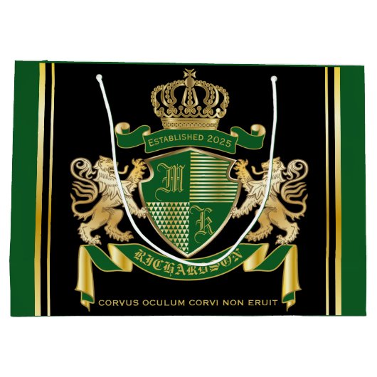 Maak uw eigen wapengekletter groen goudleeuwen groot cadeauzakje (Achterkant)