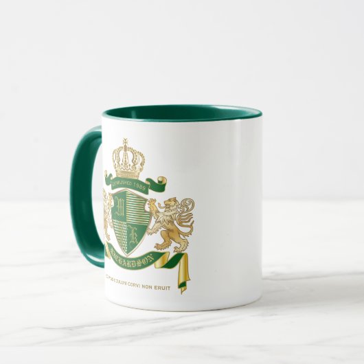 Maak uw eigen wapengekletter groen goudleeuwen mok (Voorkant links)