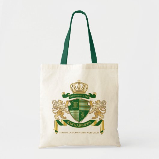 Maak uw eigen wapengekletter groen goudleeuwen tote bag (Voorkant)
