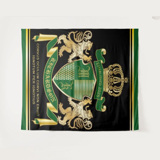 Maak uw eigen wapengekletter groen goudleeuwen wandkleed (Voorkant (horizontaal))