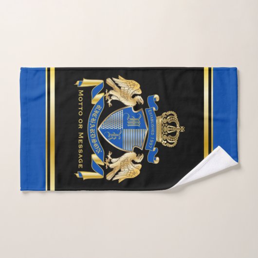 Maak uw eigen wapenkat blauw-goudblauw-elemanje bad handdoek (Handdoek)