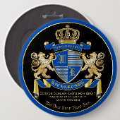 Maak uw eigen wapenkat blauw goudleem ronde button 6,0 cm (Voorkant /achterkant)