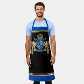 Maak uw eigen wapenkat blauw goudleem schort (Gedragen)