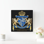 Maak uw eigen wapenkat blauw goudleem vierkante klok (Huis)