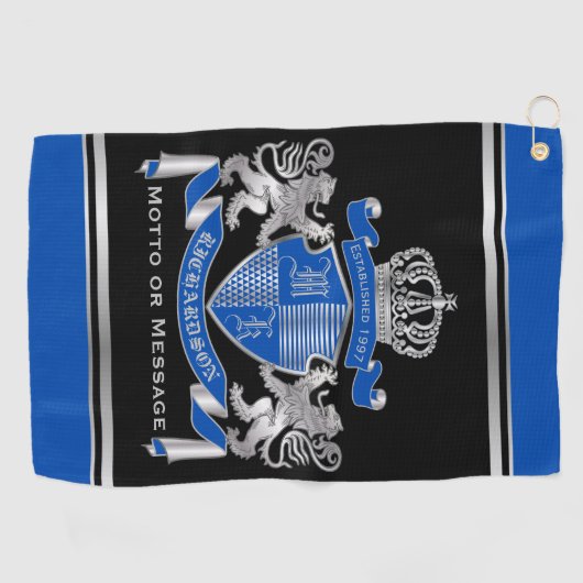 Maak uw eigen wapenkat blauw, zilveren ledemaat golfhanddoek (Horizontaal)