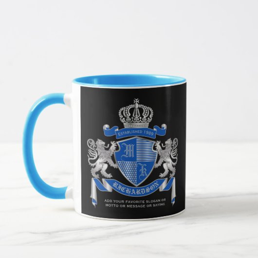 Maak uw eigen wapenkat blauw, zilveren ledemaat mok (Links)