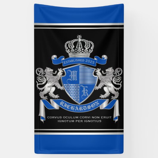 Maak uw eigen wapenkat blauw, zilveren ledemaat spandoek (Verticaal)
