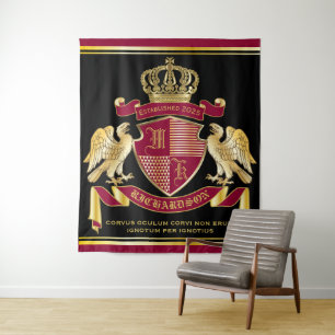 Maak uw eigen wapenkat rood-goudblauw wandkleed
