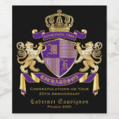 Maak uw eigen wapenschild - monogram kroonembleem wijn etiket (Enkel label)