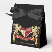 Maak uw eigen wapenschild Red Gold Lion Emblem Bedankdoosjes (Voorkant Zijde)
